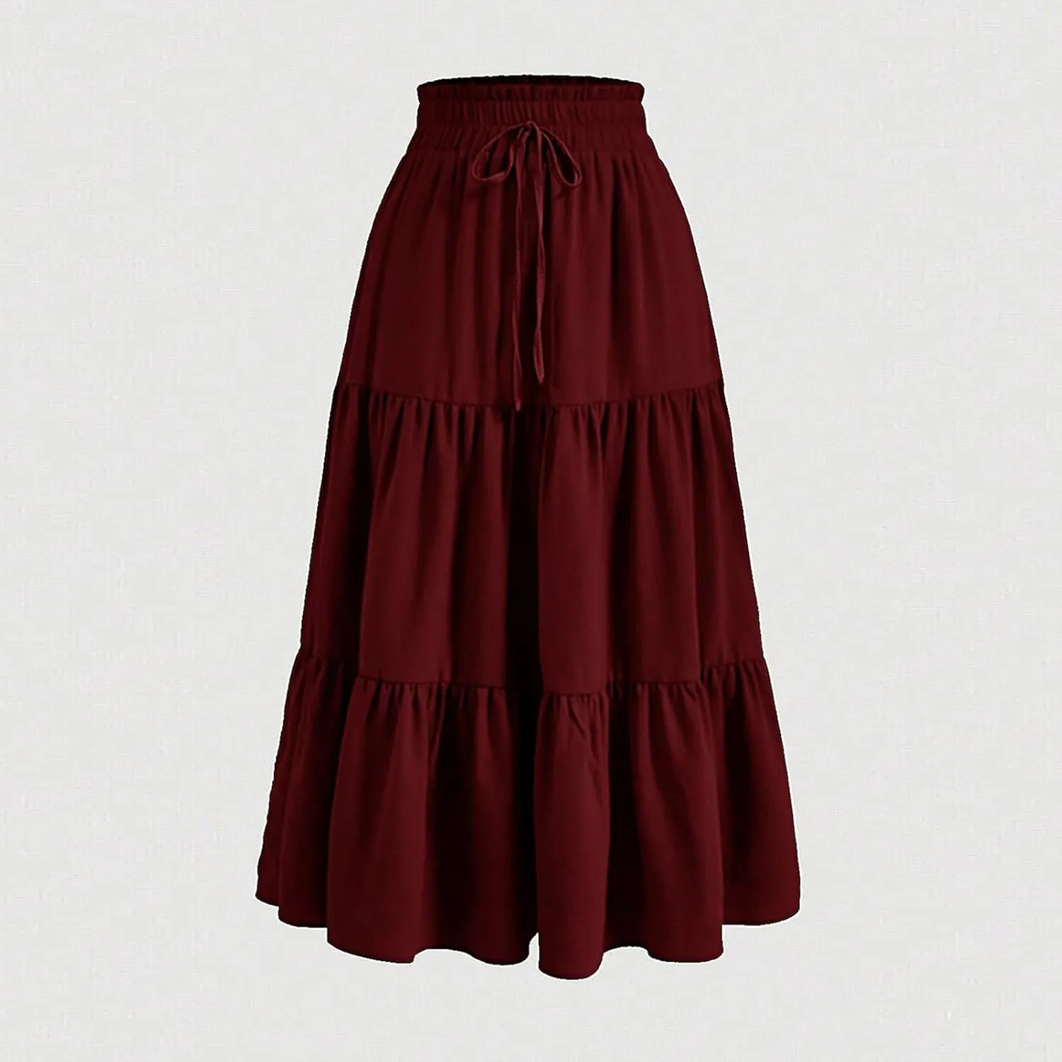 Skirts for Women Summer Flowy Tiered Elastic High Waisted Skirt Vacation A-Line Swing Long Floral Midi Skirts