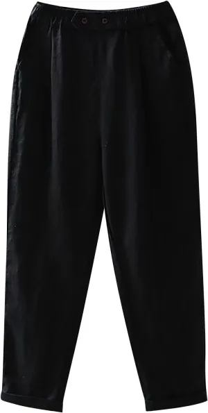 Solid Color Linen Pants Woman Casual Loung Pants Summer Loose Fitting Pants High Waisted Wide Leg Pants Sweatpants