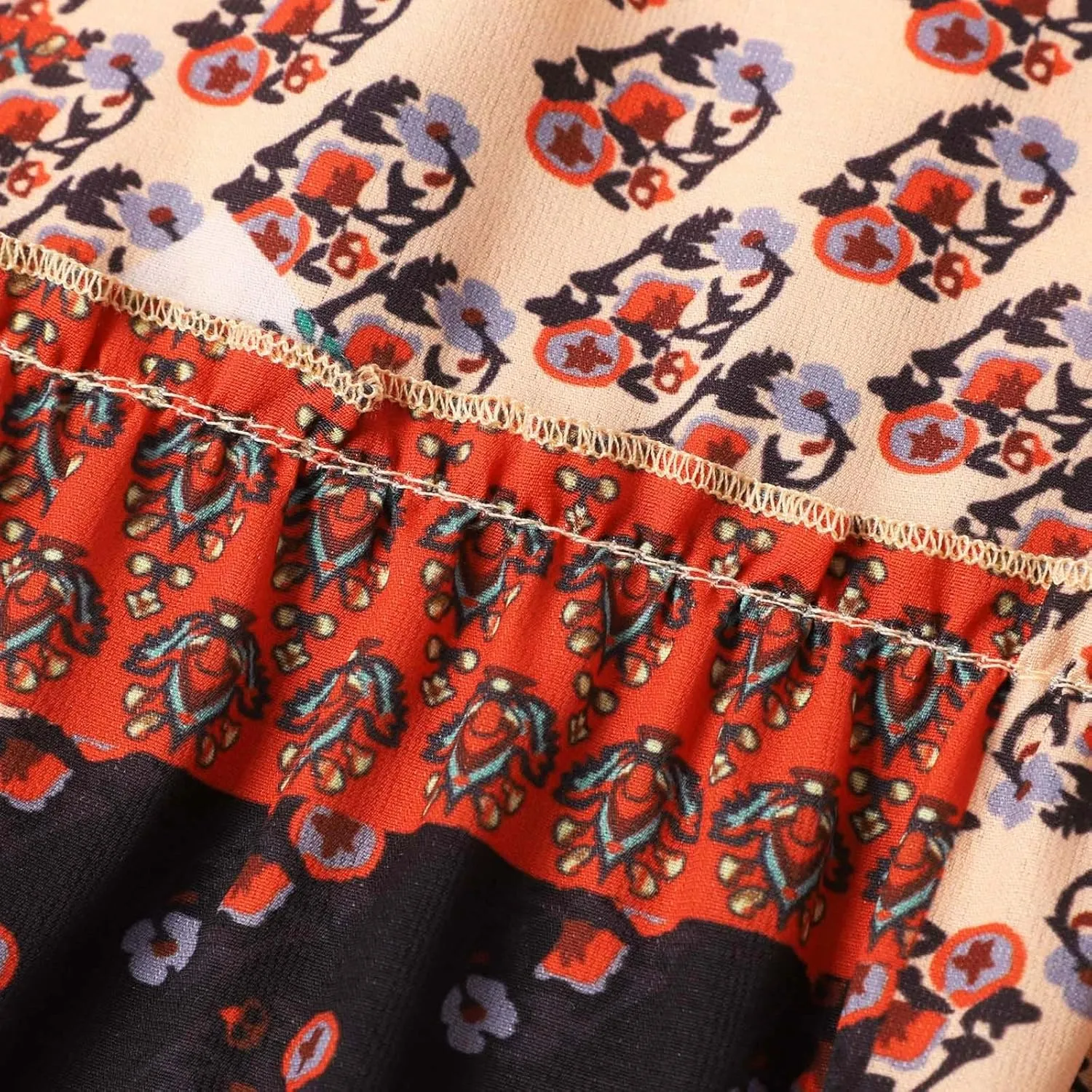 Summer Boho Skorts for Women 2025 Patchwork Ruffled Tiered Flowy Skirt Vacation Trendy Loose High Waist A Line Dress