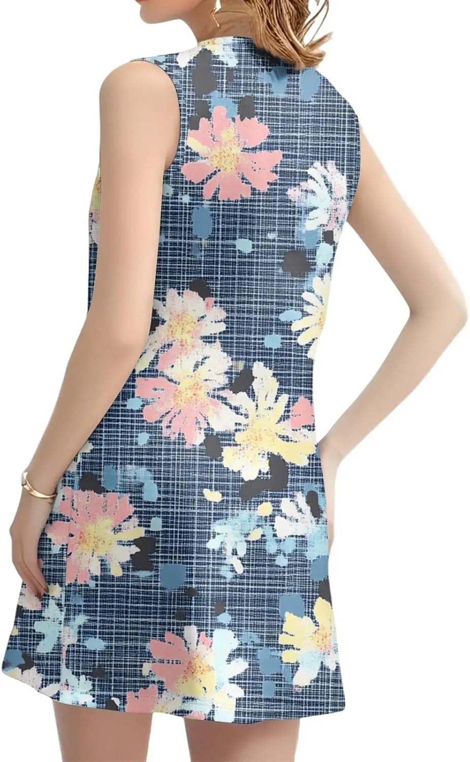 Summer Dresses for Women 2025 Trendy Floral Cami Midi Sundresses Elegant Plisse Smocked Empire Waist Sleeveless Dress