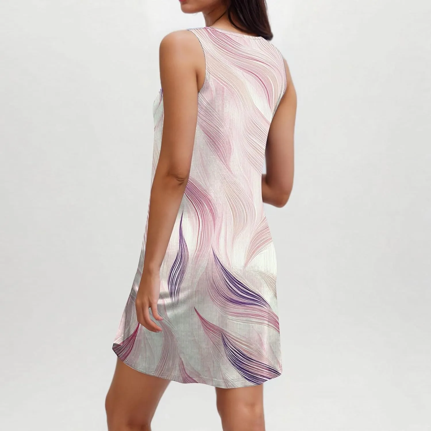 Summer Dresses for Women 2025,Floral Graphic Sleeveless Tank Dress Loose Casual Shift Dress