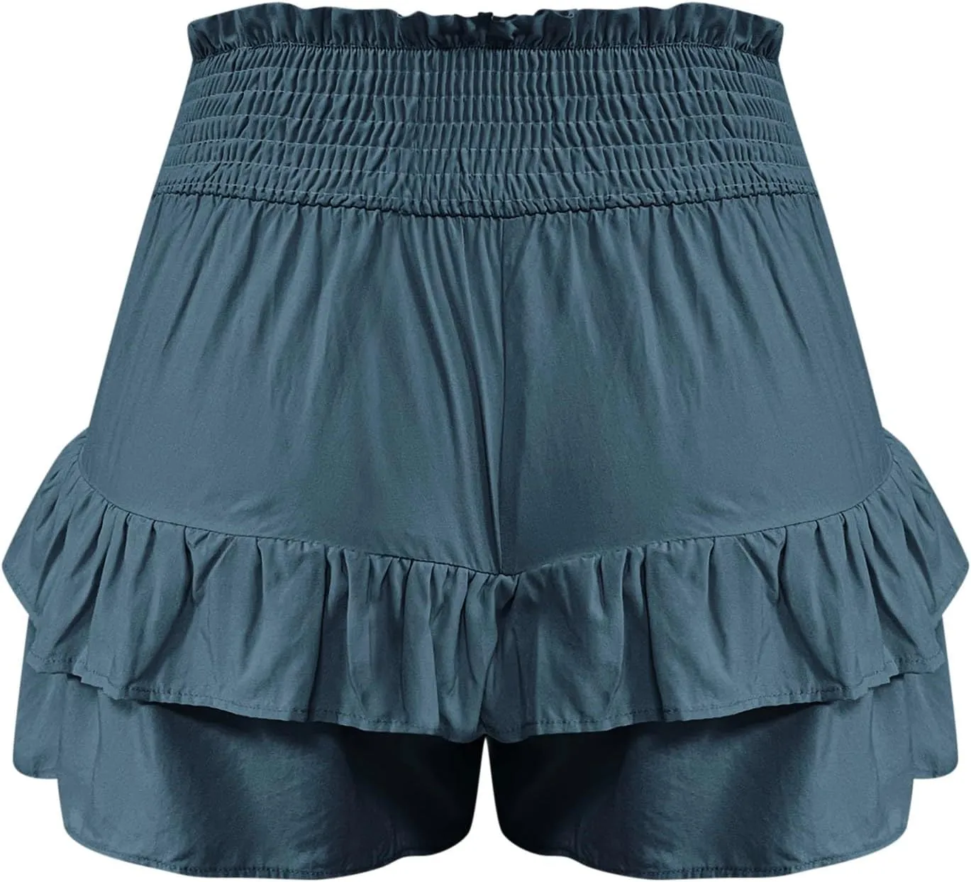 Summer Shorts for Women 2024 Elastic High Waisted Pleated Ruffle Mini Skirts Cute Beach Vacation Flowy Shorts Skorts