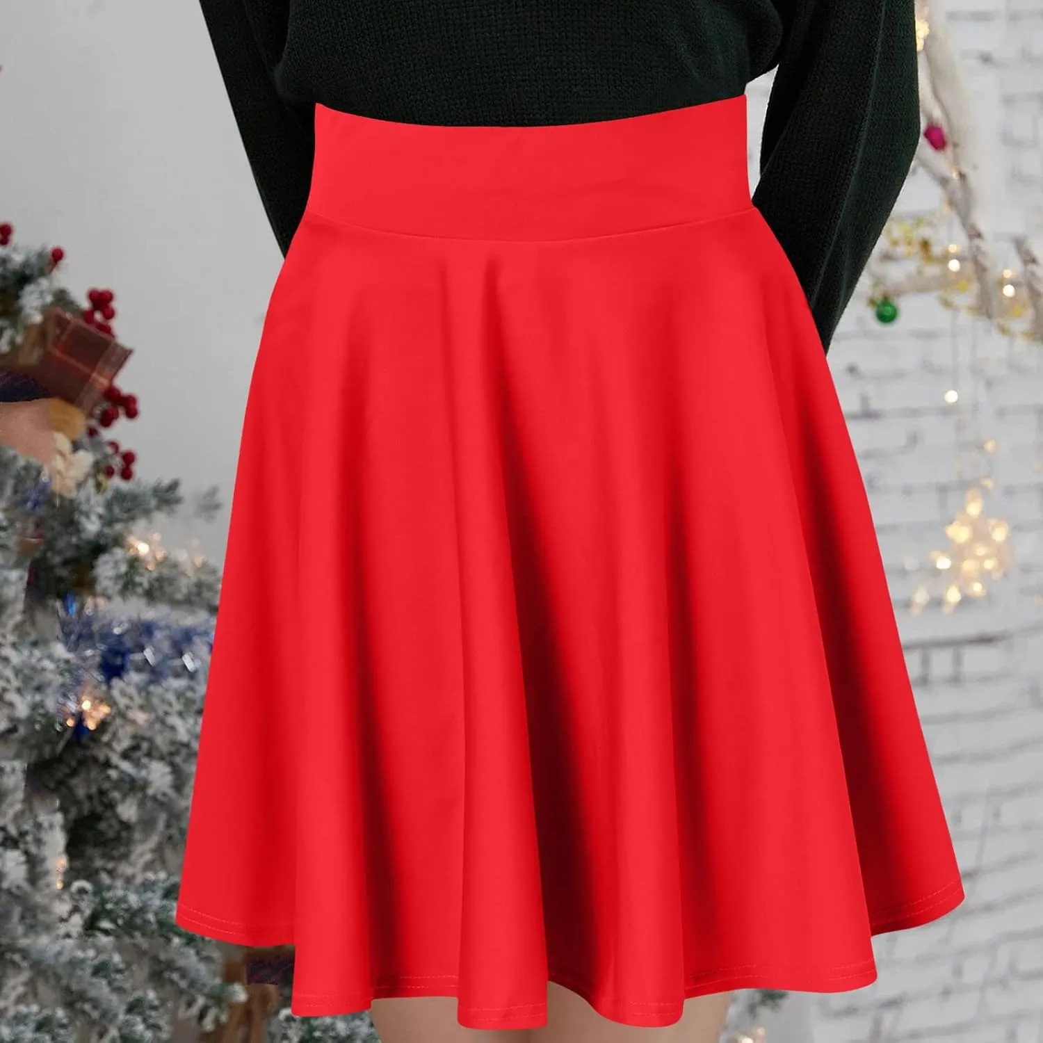 Summer Skirt with Slim Liner Stretchy High Elastic Waist Pleated Tummy Control Mini Shorts Skirts for Women