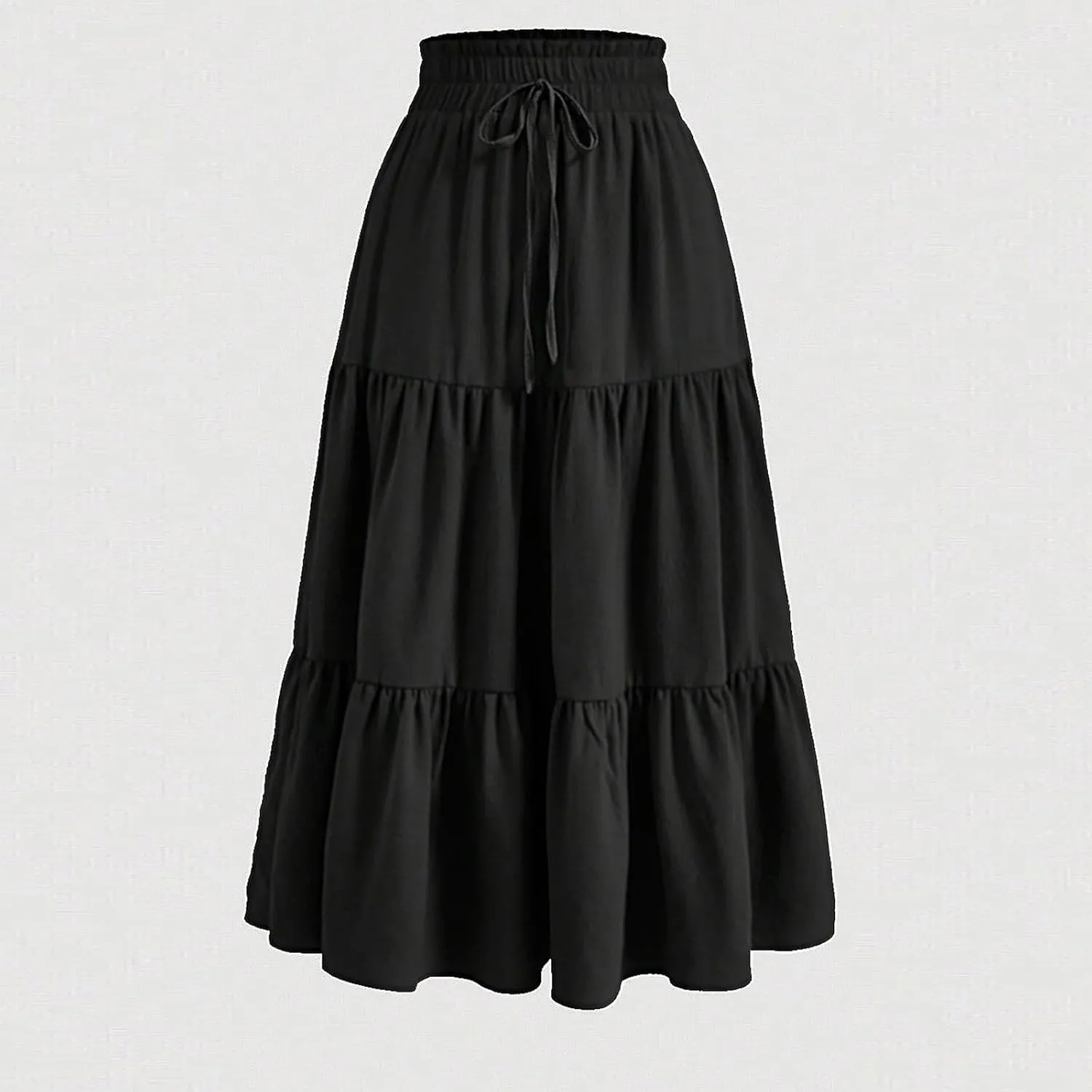 Summer Skirts for Women 2025 Elastic High Waisted Maxi Skirt A Line Floral Skirts Tiered Tie Front Ruffle Hem Skorts
