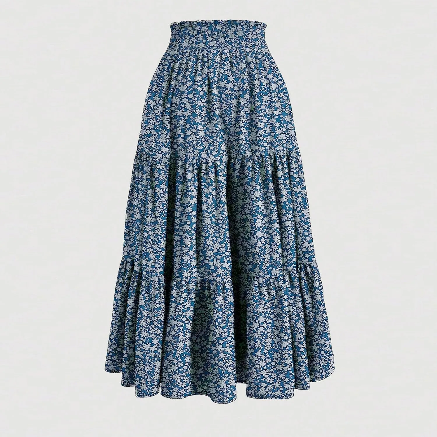 Summer Skirts for Women 2025 Floral Skirts Tiered Maxi Skirt A Line Elastic High Waisted Tie Front Ruffle Hem Skorts