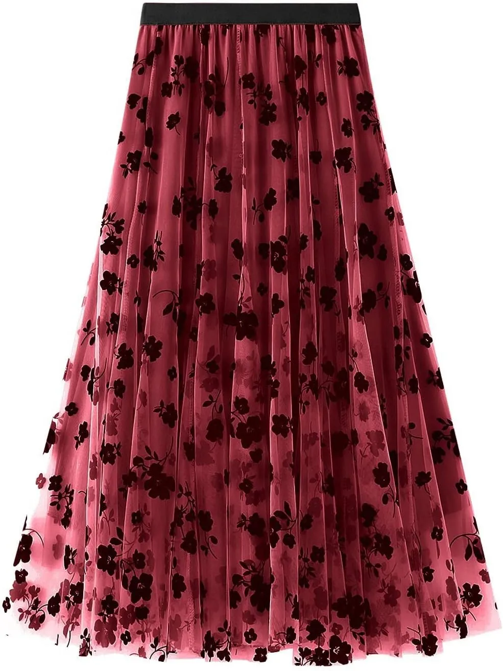 Summer Skirts for Women Trendy Lightweight Floral Sheer High Elastic Waist Loose Boha Long Skirts Vacation Clothes