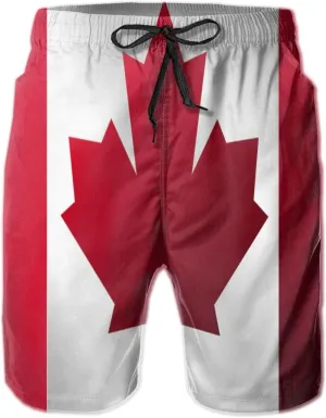 Swim Shorts Mens Beach Shorts Canada Flag 3D Printed Swim Trunks Quick Dry Surf Bathing Suit