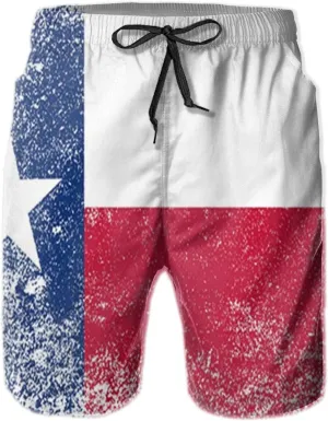 Swim Shorts Mens Beach Shorts Texas Flag 3D Printed Swim Trunks Quick Dry Surf Bathing Suit