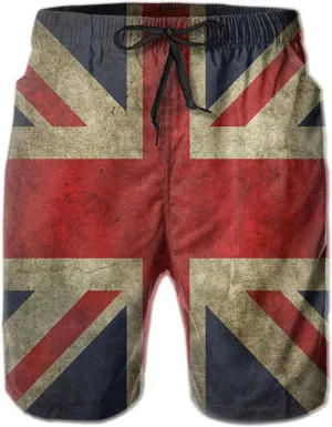 Swim Shorts Mens Beach Shorts UK Flag 3D Printed Swim Trunks Quick Dry Surf Bathing Suit