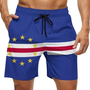TAIZIYEAH Cape Verde Flag Beach Shorts Casual Men's Swimming Trunks with Pockets Quick-Drying Printed Shorts