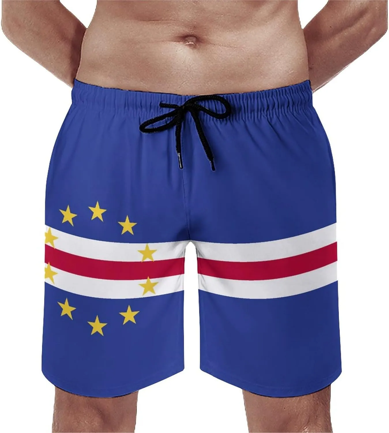 TAIZIYEAH Cape Verde Flag Beach Shorts Casual Men's Swimming Trunks with Pockets Quick-Drying Printed Shorts
