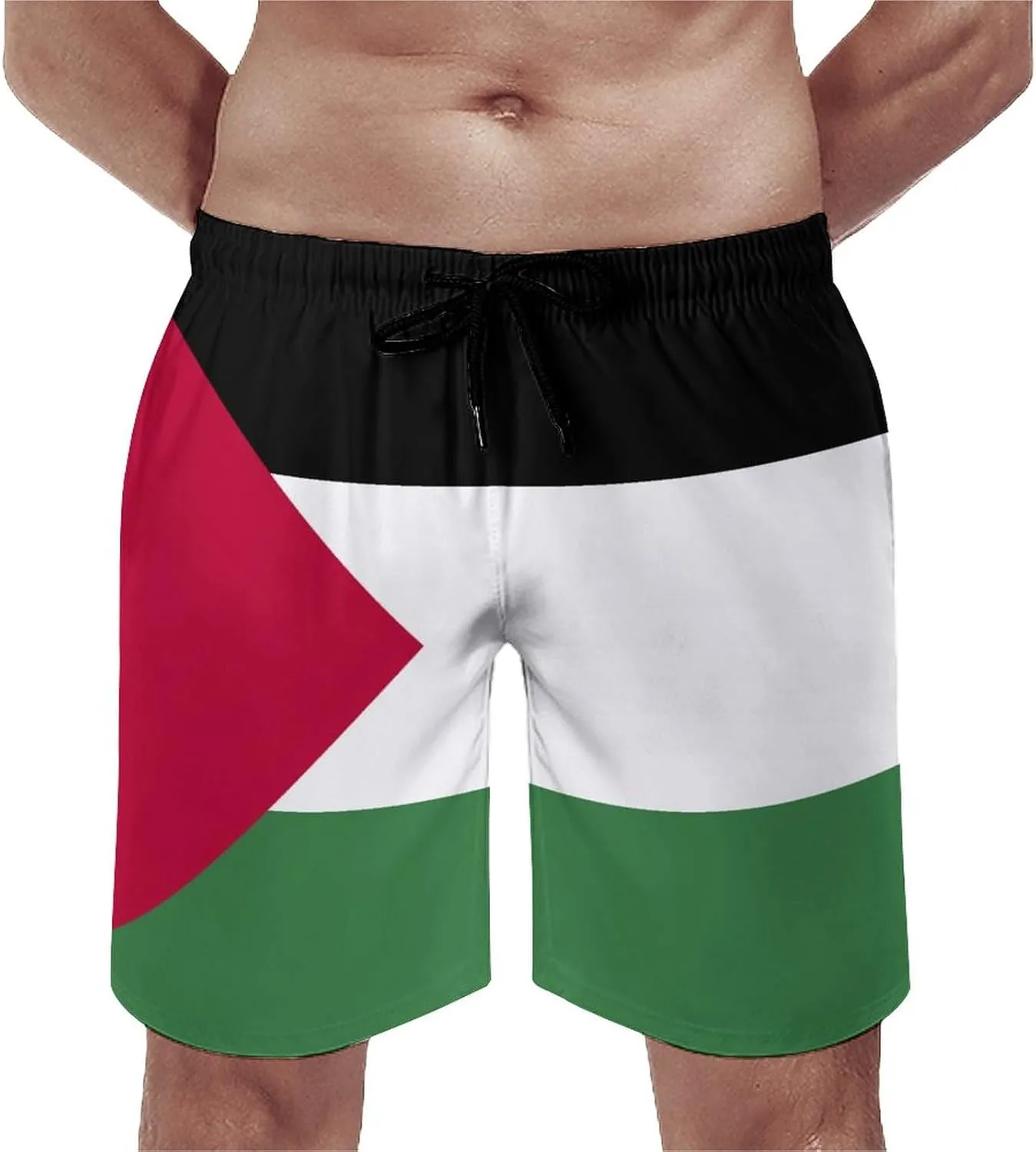 TAIZIYEAH Palestine Flag Beach Shorts Casual Men's Swimming Trunks with Pockets Quick-Drying Printed Shorts M
