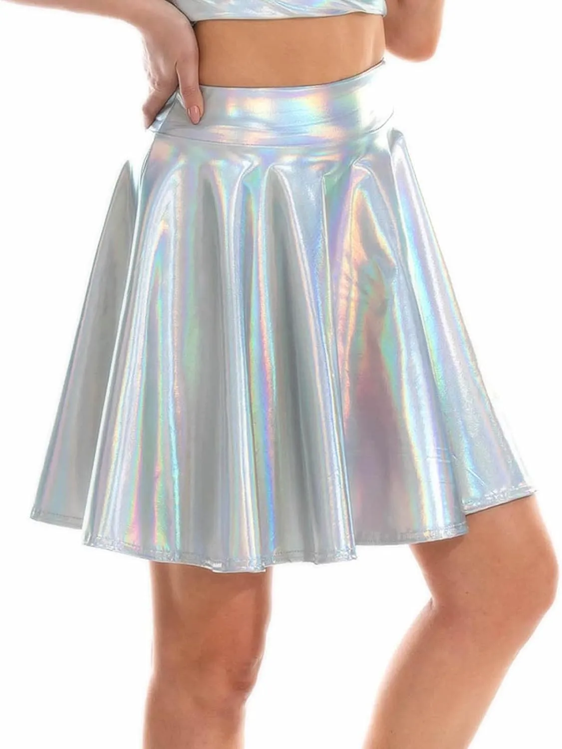 Tennis Skirts for Women Flared Casual Pleated Fashion A Line Women's Skirt Mini Shiny Skirt Mini Double Split