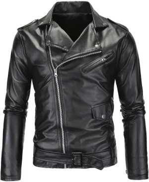 The Next Mens Outwear Moto Biker Leather Coats Slim Leather Jackets Zipper Motorcycle Genuine Leather Jackets