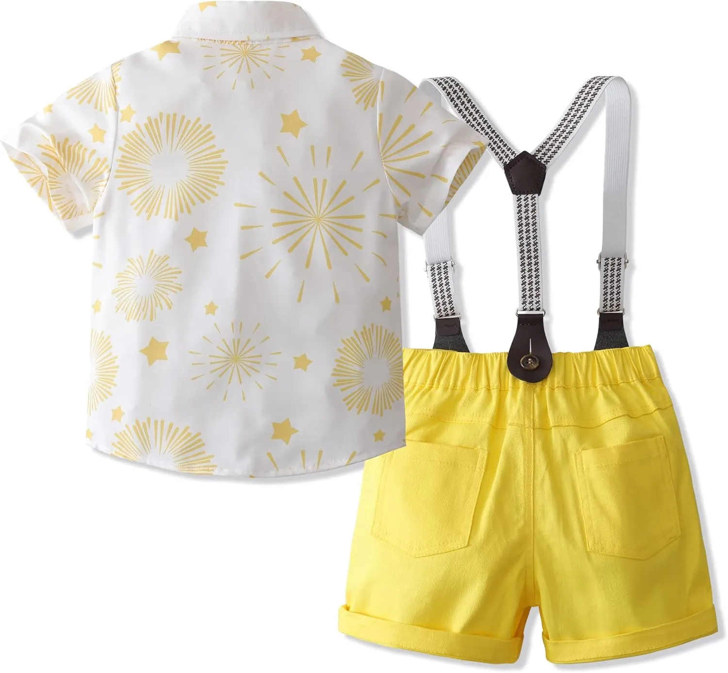 Tiepant Boy's Summer Dress Clothes Fireworks Printed Wedding Shorts Suit