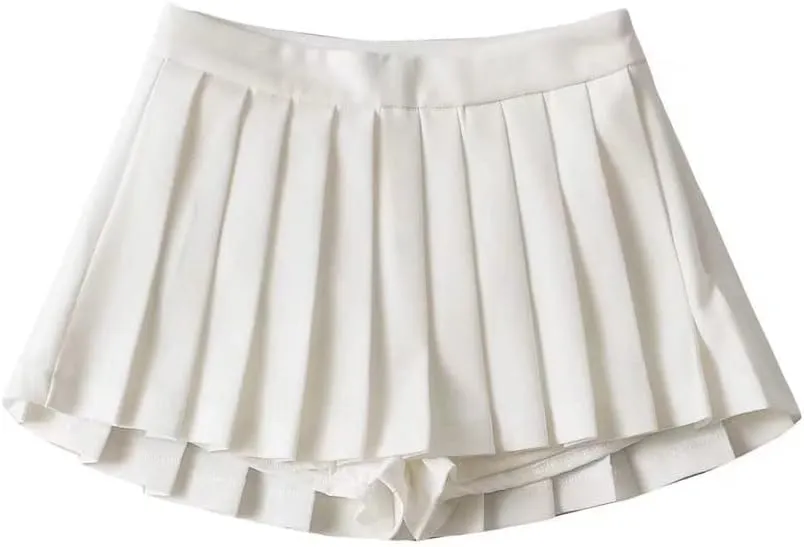 Tooe Women's Preppy Kawaii High Waisted Mini Skirts Aesthetic Cute Pleated Skirts with Shorts Harajuku Japanese Skirts