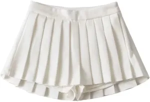 Tooe Women's Preppy Kawaii High Waisted Mini Skirts Aesthetic Cute Pleated Skirts with Shorts Harajuku Japanese Skirts