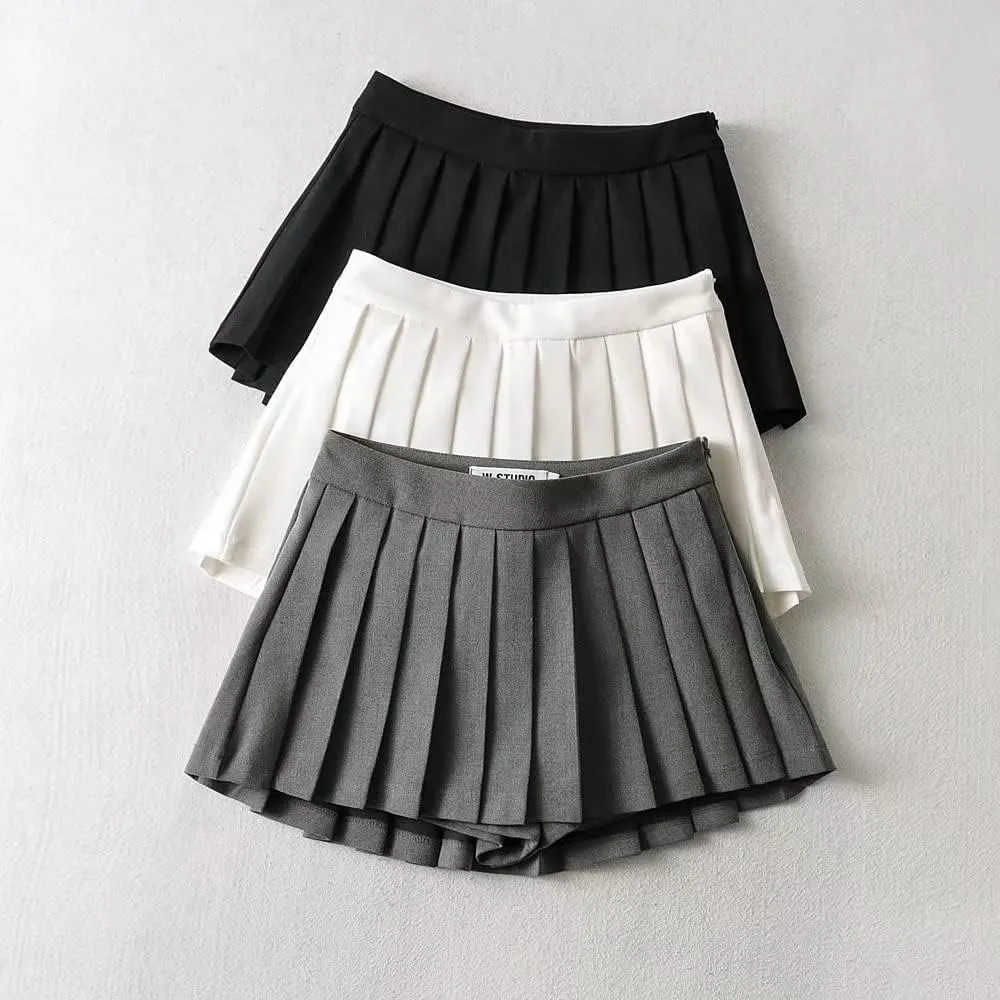 Tooe Women's Preppy Kawaii High Waisted Mini Skirts Aesthetic Cute Pleated Skirts with Shorts Harajuku Japanese Skirts