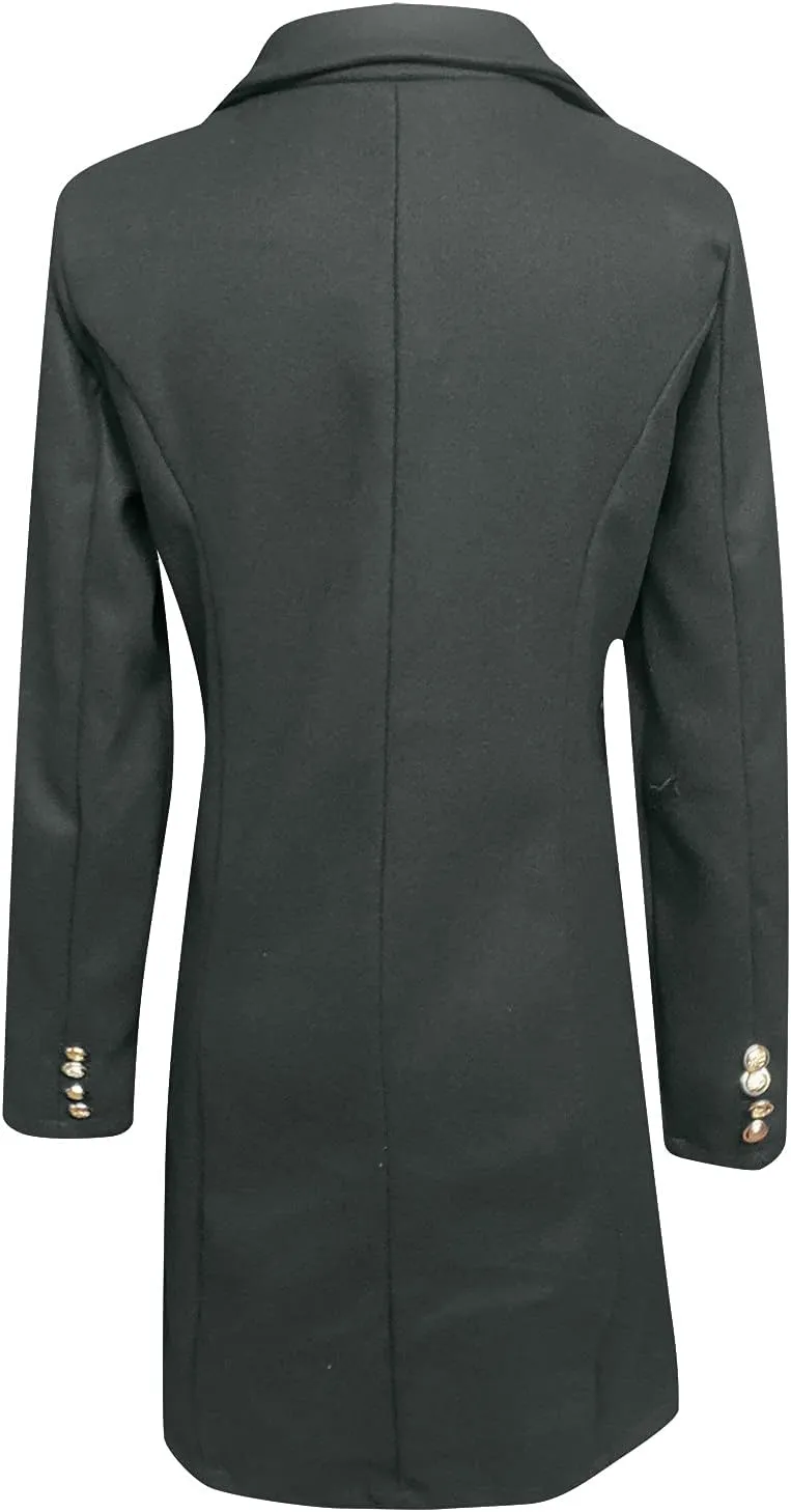 tuduoms Winter Women Lounge Long Shacket Single Breasted Wool Pea Coat Lapel Button Down Oversized Shirt Jacket Long Outwear