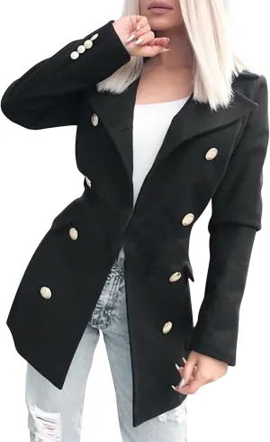 tuduoms Winter Women Lounge Long Shacket Single Breasted Wool Pea Coat Lapel Button Down Oversized Shirt Jacket Long Outwear
