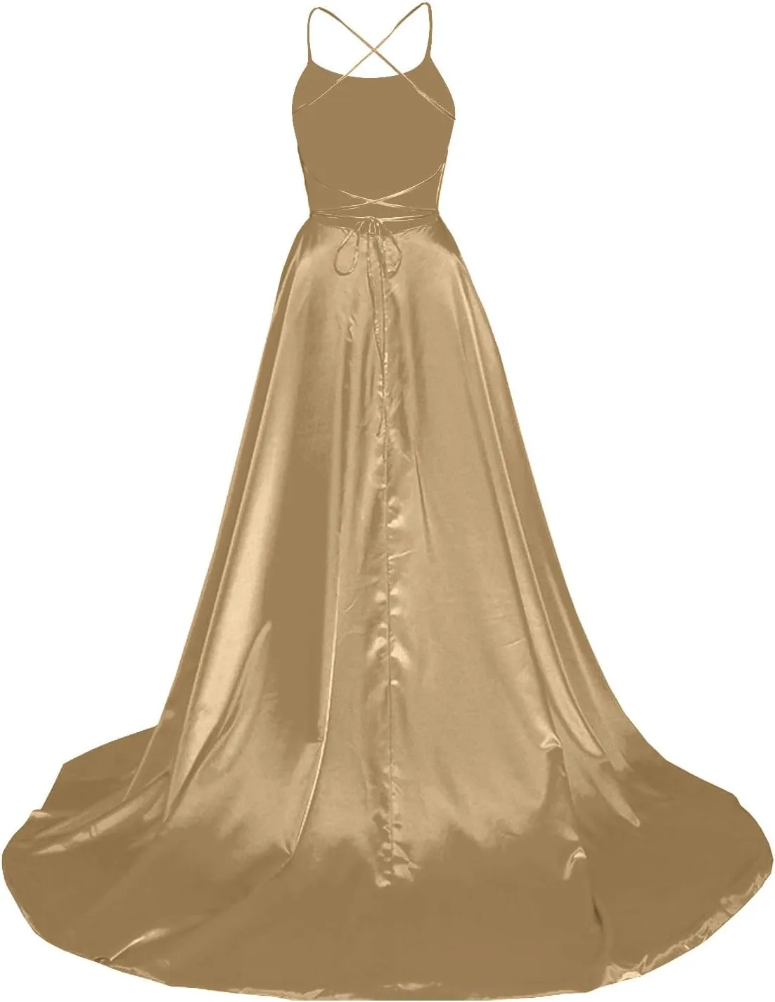 TWGONE Prom Dresses for Women 2025 Spaghetti Straps Formal Party Maxi Dress Satin Evening Gowns with Pockets