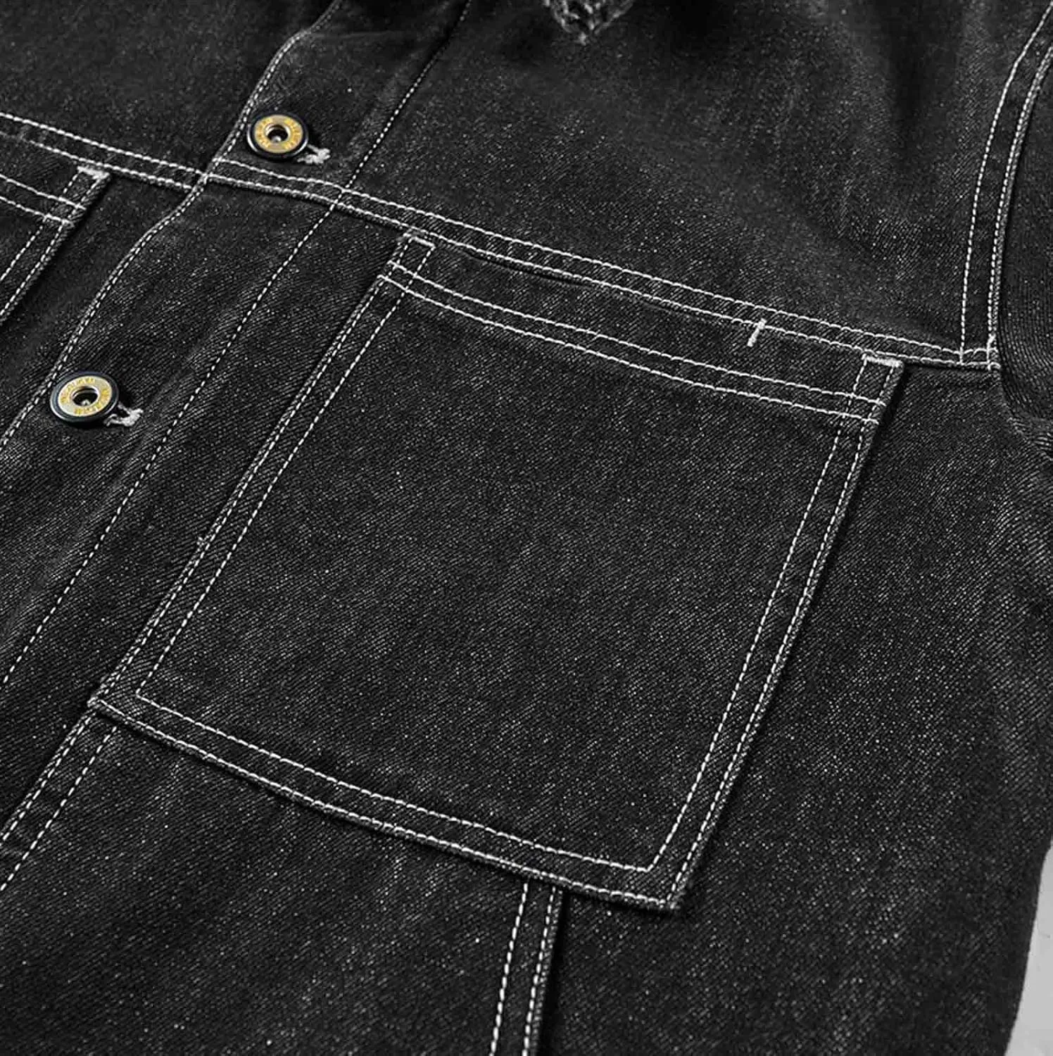 Uillui Men's Vintage Fleece Sherpa Lined Denim Trucker Jackets Button Down Denim Biker Jacket Thickened Winter Jean Coats