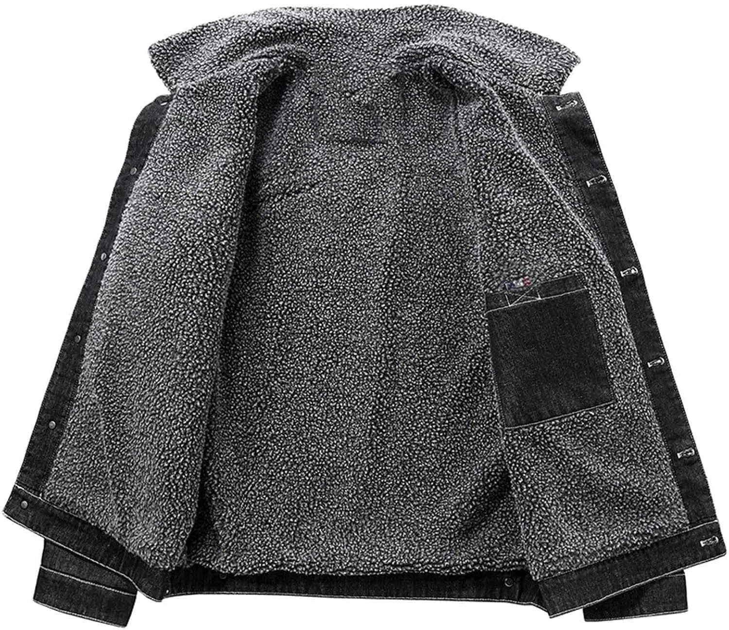 Uillui Men's Vintage Fleece Sherpa Lined Denim Trucker Jackets Button Down Denim Biker Jacket Thickened Winter Jean Coats