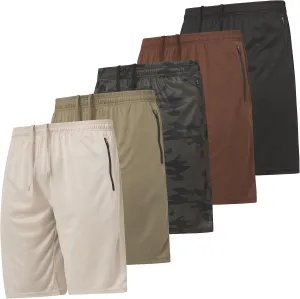 Ultra Performance Mens 5 Pack Athletic Running Shorts, Basketball Gym Workout Shorts for Men with Zippered Pockets