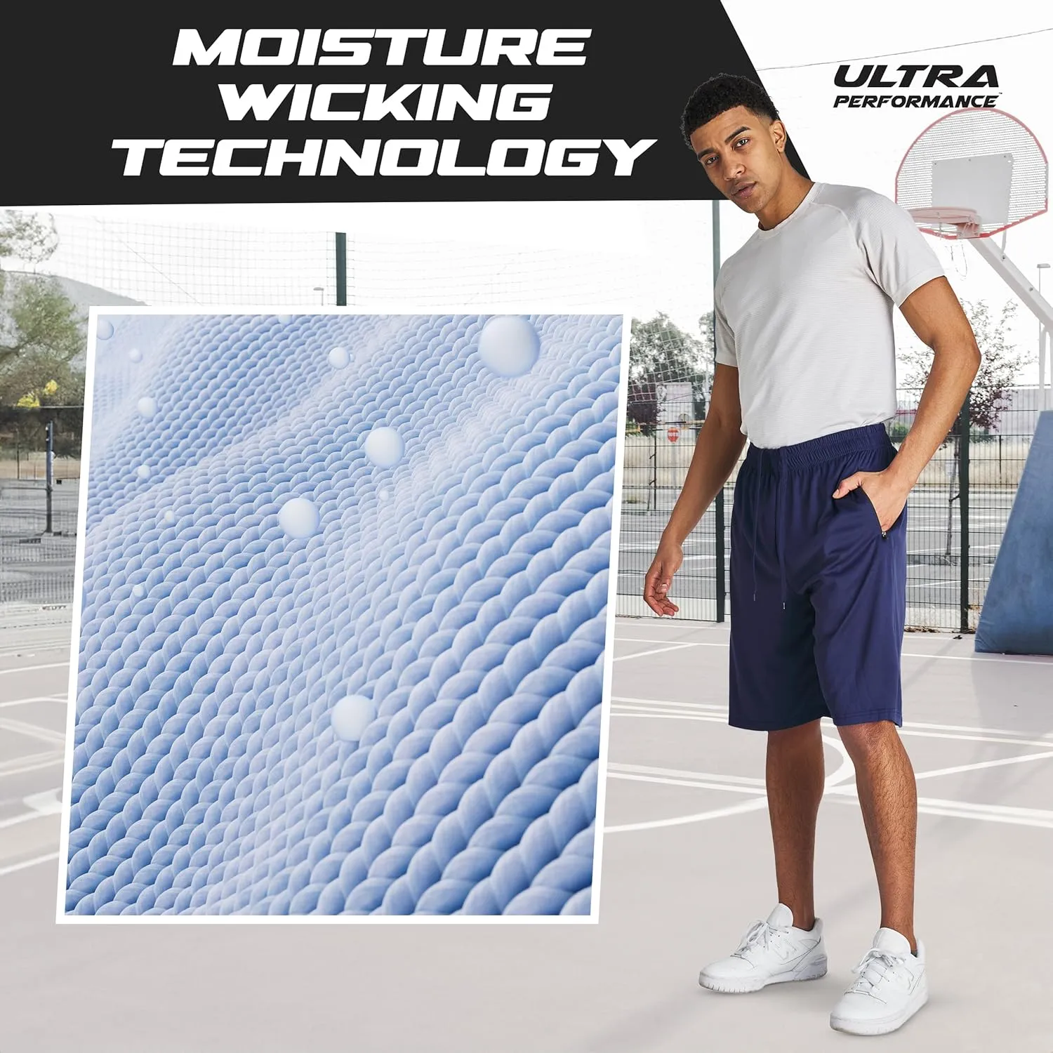 Ultra Performance Mens 5 Pack Athletic Running Shorts, Basketball Gym Workout Shorts for Men with Zippered Pockets