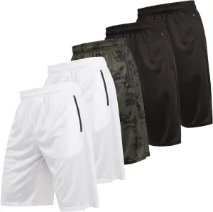 Ultra Performance Mens 5 Pack Athletic Running Shorts, Basketball Gym Workout Shorts for Men with Zippered Pockets