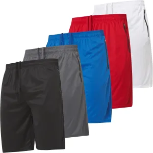 Ultra Performance Mens 5 Pack Athletic Running Shorts, Basketball Gym Workout Shorts for Men with Zippered Pockets