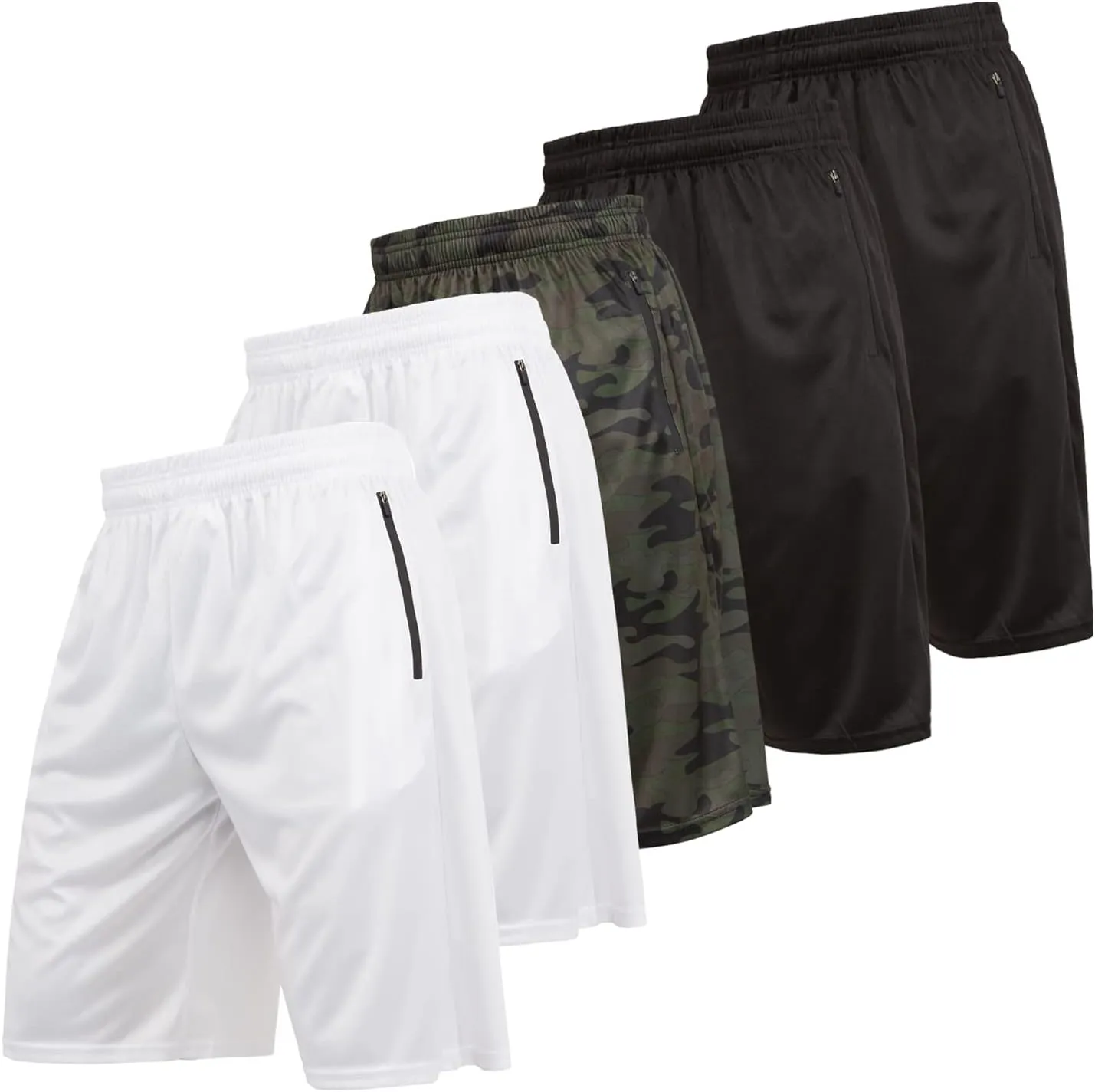 Ultra Performance Mens 5 Pack Athletic Running Shorts, Basketball Gym Workout Shorts for Men with Zippered Pockets