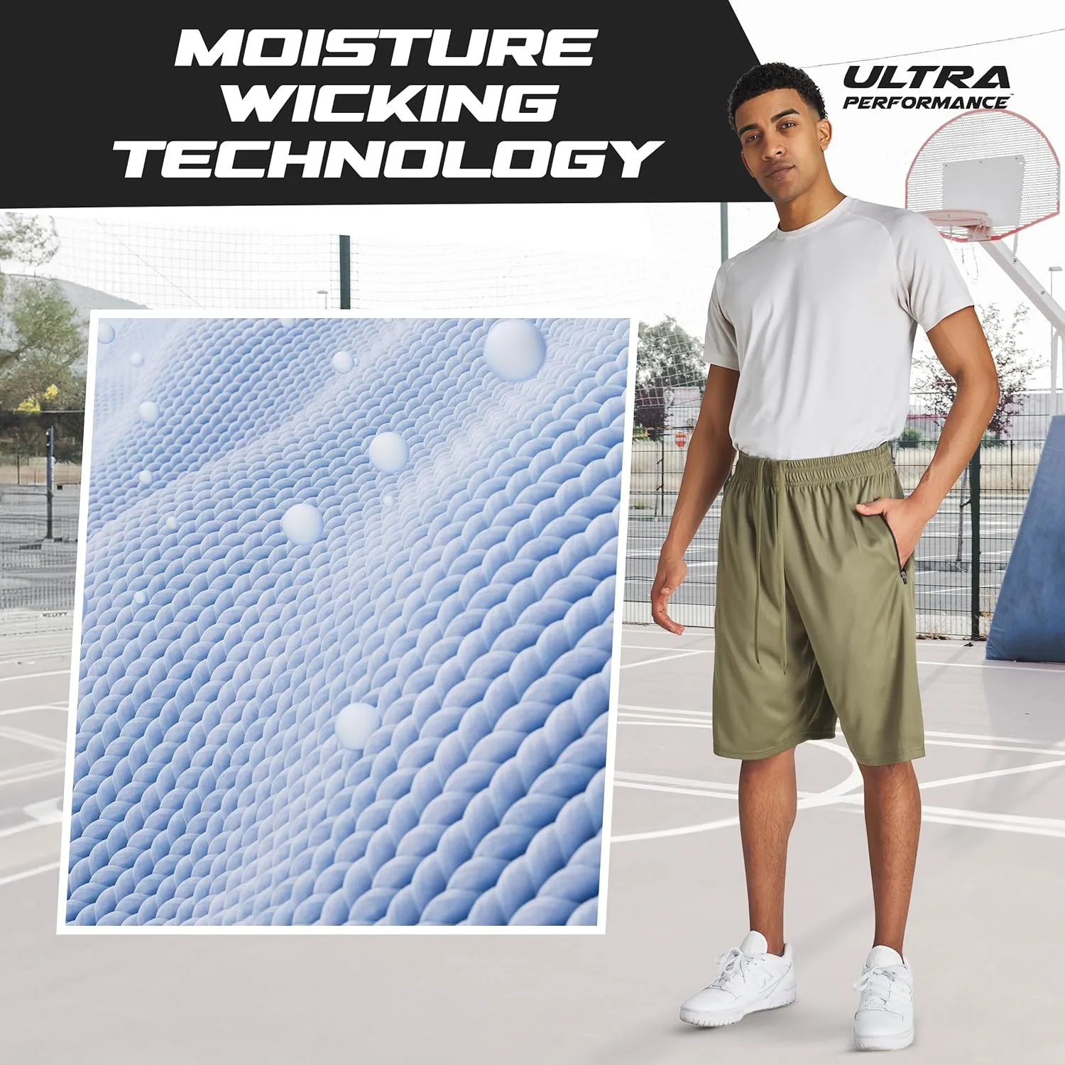 Ultra Performance Mens 5 Pack Athletic Running Shorts, Basketball Gym Workout Shorts for Men with Zippered Pockets