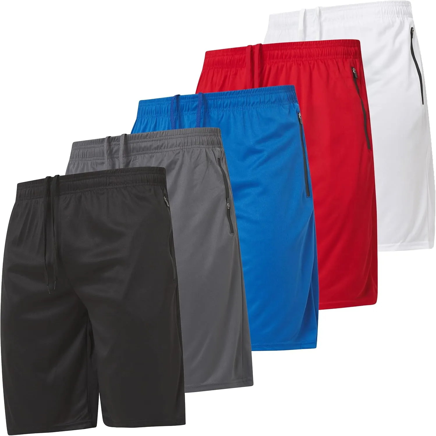 Ultra Performance Mens 5 Pack Athletic Running Shorts, Basketball Gym Workout Shorts for Men with Zippered Pockets