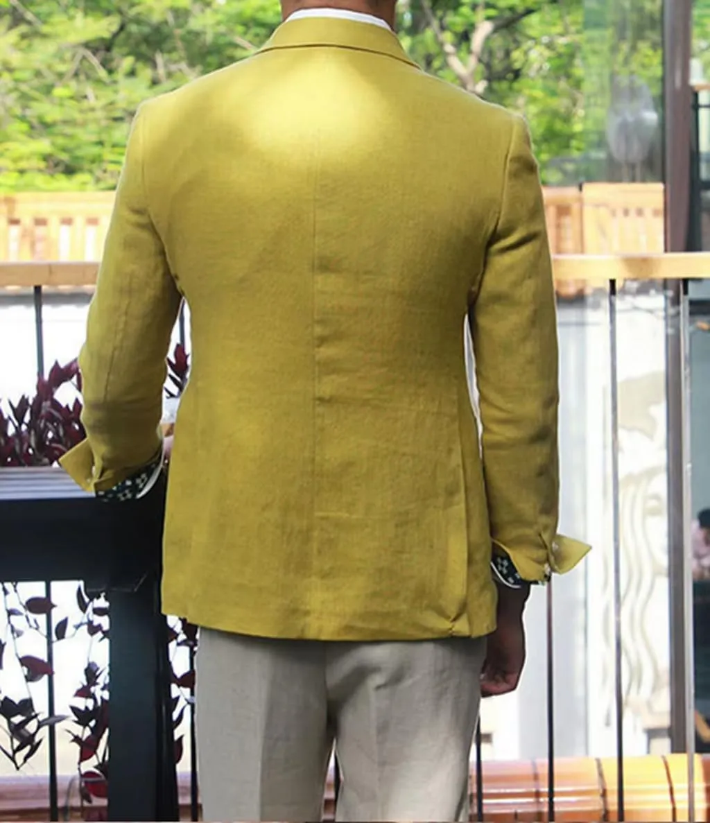 VENNYNG Men's Linen Blazer Summer Jacket Beach Casual Sport Coat Tailored Fit Double Breasted Blazer Six-Buttons