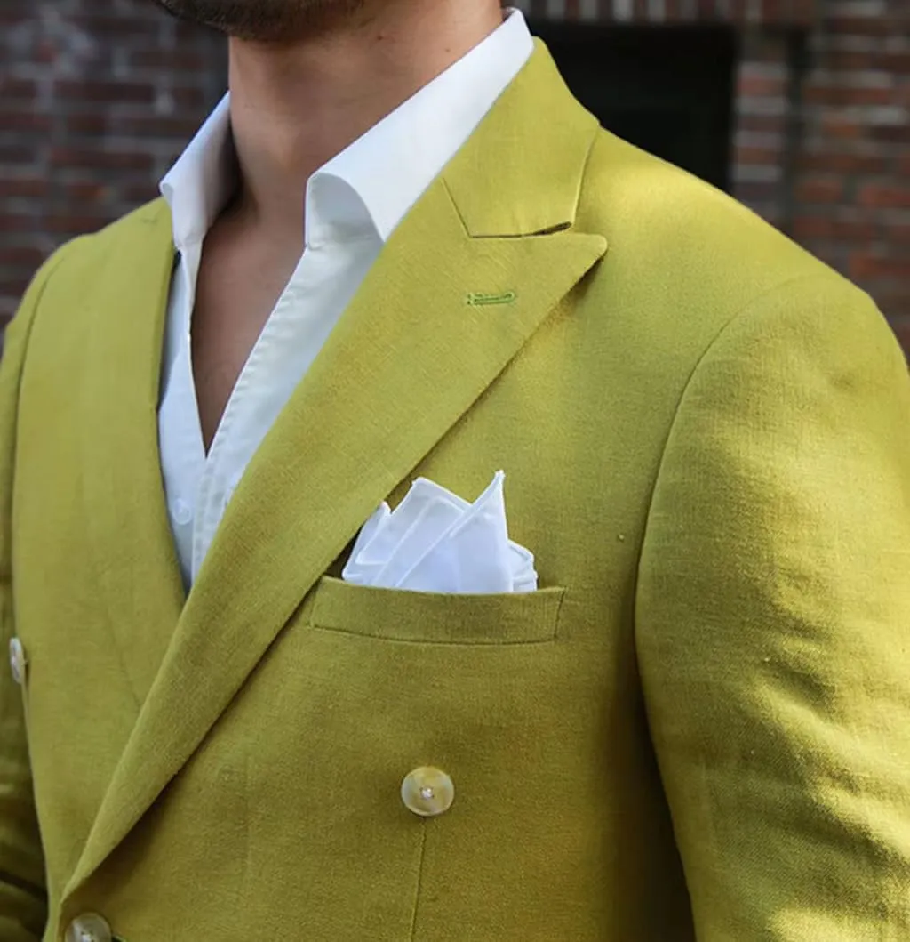 VENNYNG Men's Linen Blazer Summer Jacket Beach Casual Sport Coat Tailored Fit Double Breasted Blazer Six-Buttons