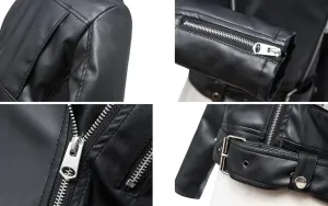 VIVICOLOR Women's Faux Leather Biker Jacket Ladies PU Leather Textured Short Jackets Fashion Zip Leather Moto Jacket