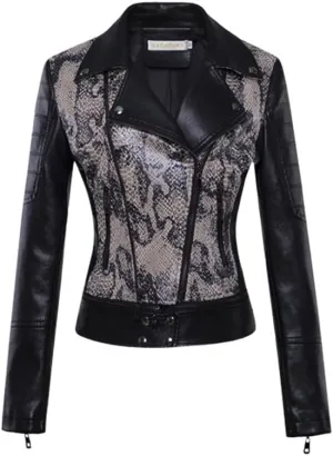 VIVICOLOR Women's Leather Textured Cropped Jacket Ladies Faux Leather Moto Biker Jacket, Asymmetrical Short Leather Coat