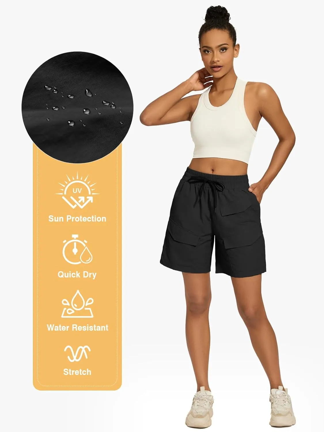 VUTRU Women's 7" Hiking Cargo Shorts Quick Dry Athletic Shorts Lightweight Outdoor Golf Summer Shorts with Pockets