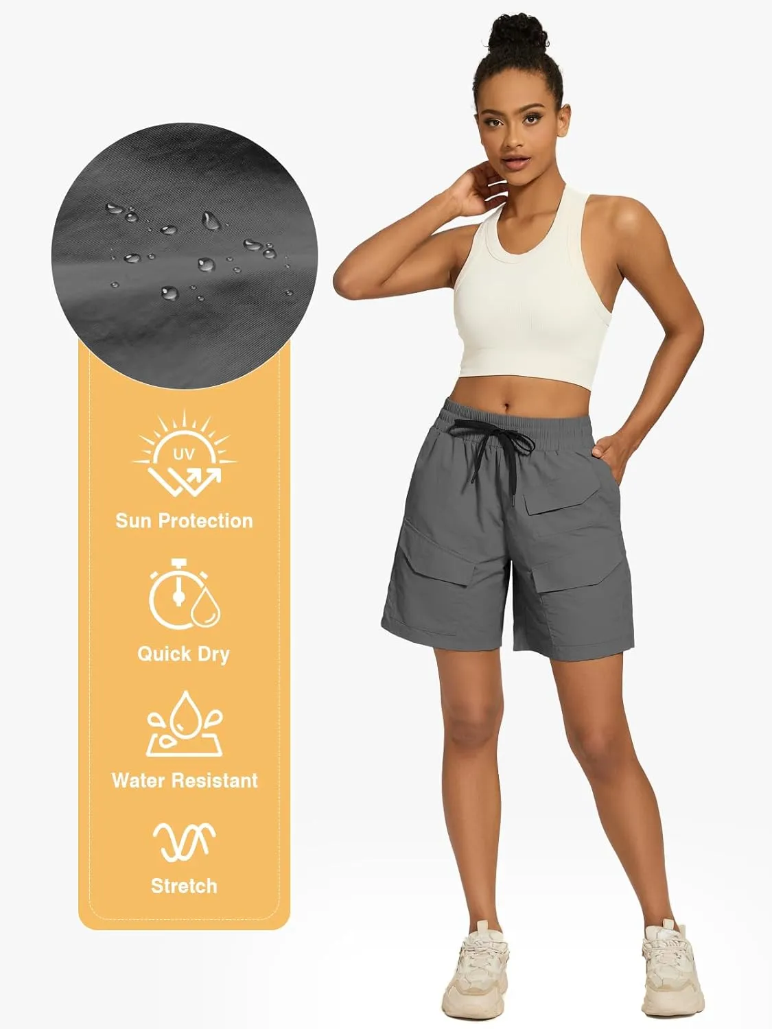 VUTRU Women's 7" Hiking Cargo Shorts Quick Dry Athletic Shorts Lightweight Outdoor Golf Summer Shorts with Pockets