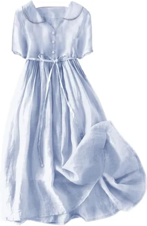 Wedding Guest Dress for Women Button Down Collared Maxi Dresses Casual Fashion Flowy Flutter Swing Dress 2025