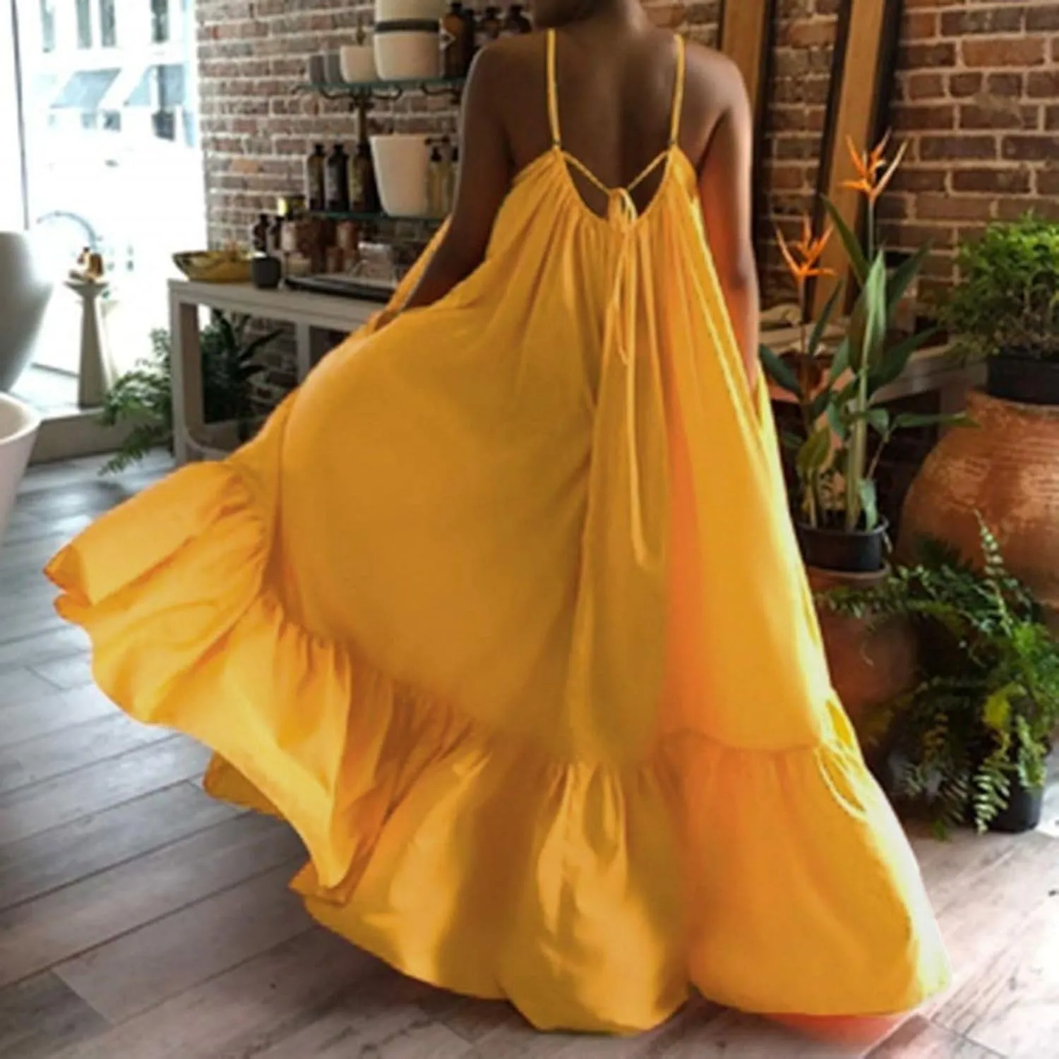 Wedding Guest Dress for Women Sexy Spaghetti Strap Backless Maxi Dress Summer Flowy Swing Dresses Fashion 2025