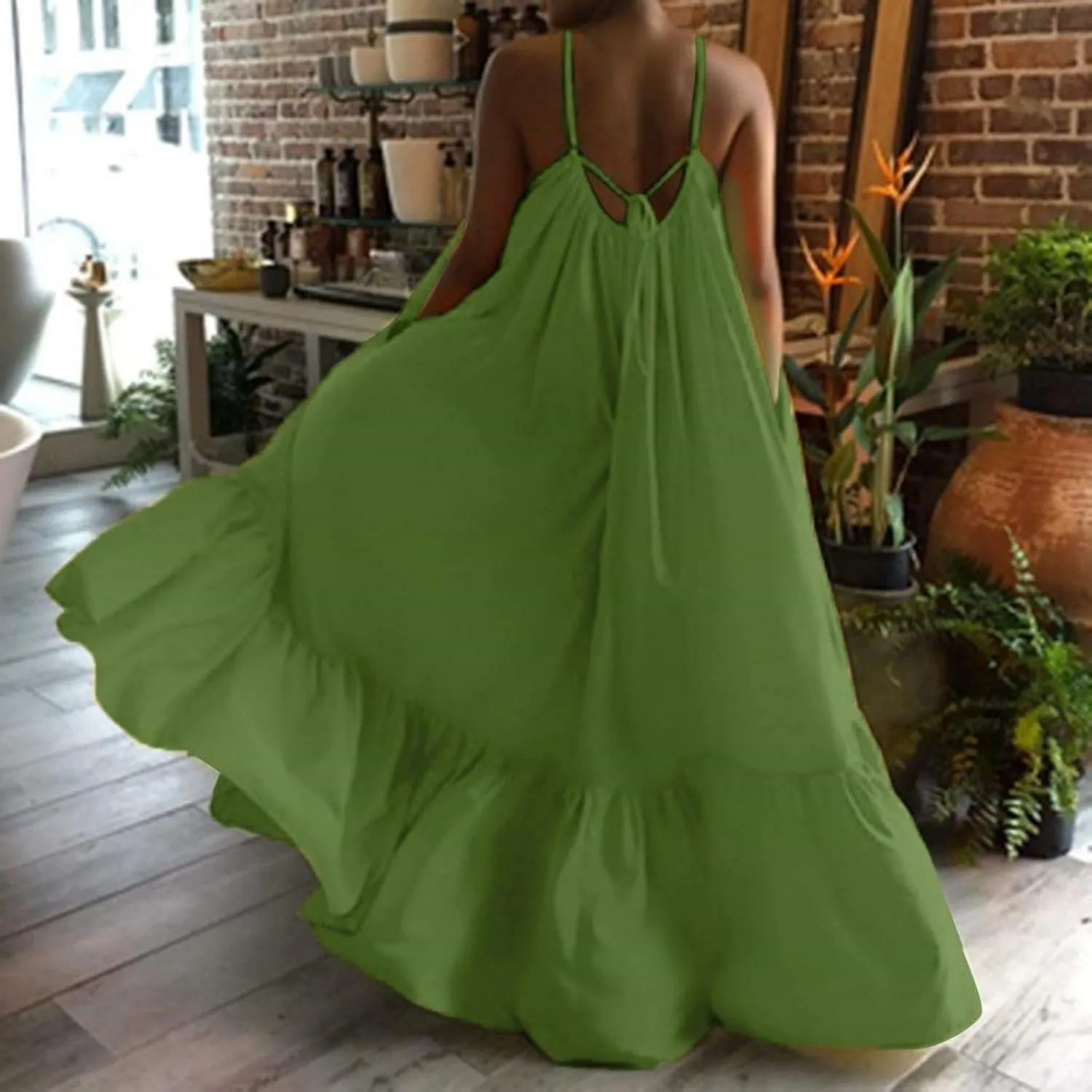 Wedding Guest Dress for Women Sexy Spaghetti Strap Backless Maxi Dress Summer Flowy Swing Dresses Fashion 2025
