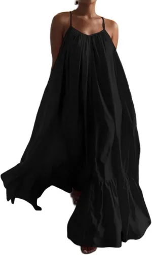 Wedding Guest Dress for Women Sexy Spaghetti Strap Backless Maxi Dress Summer Flowy Swing Dresses Fashion 2025