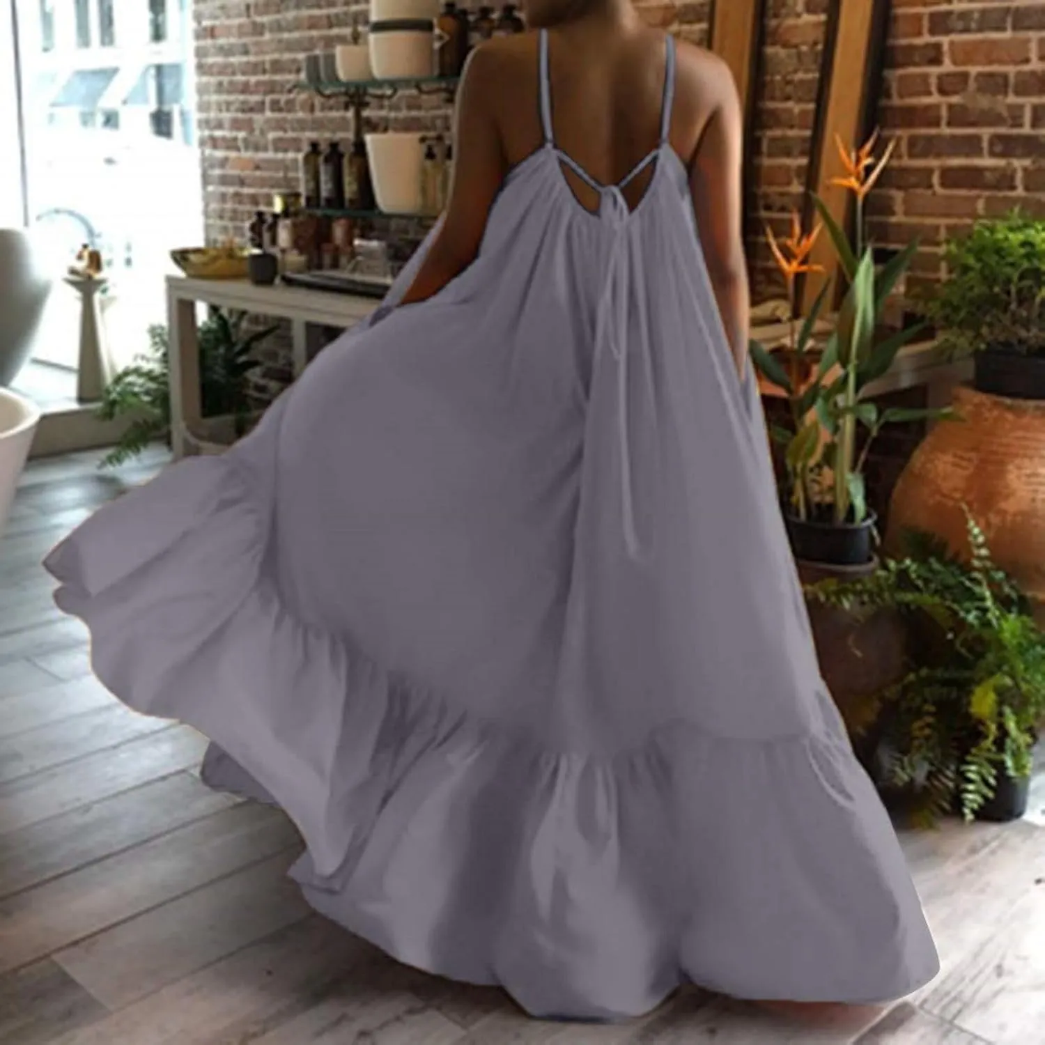 Wedding Guest Dress for Women Sexy Spaghetti Strap Backless Maxi Dress Summer Flowy Swing Dresses Fashion 2025