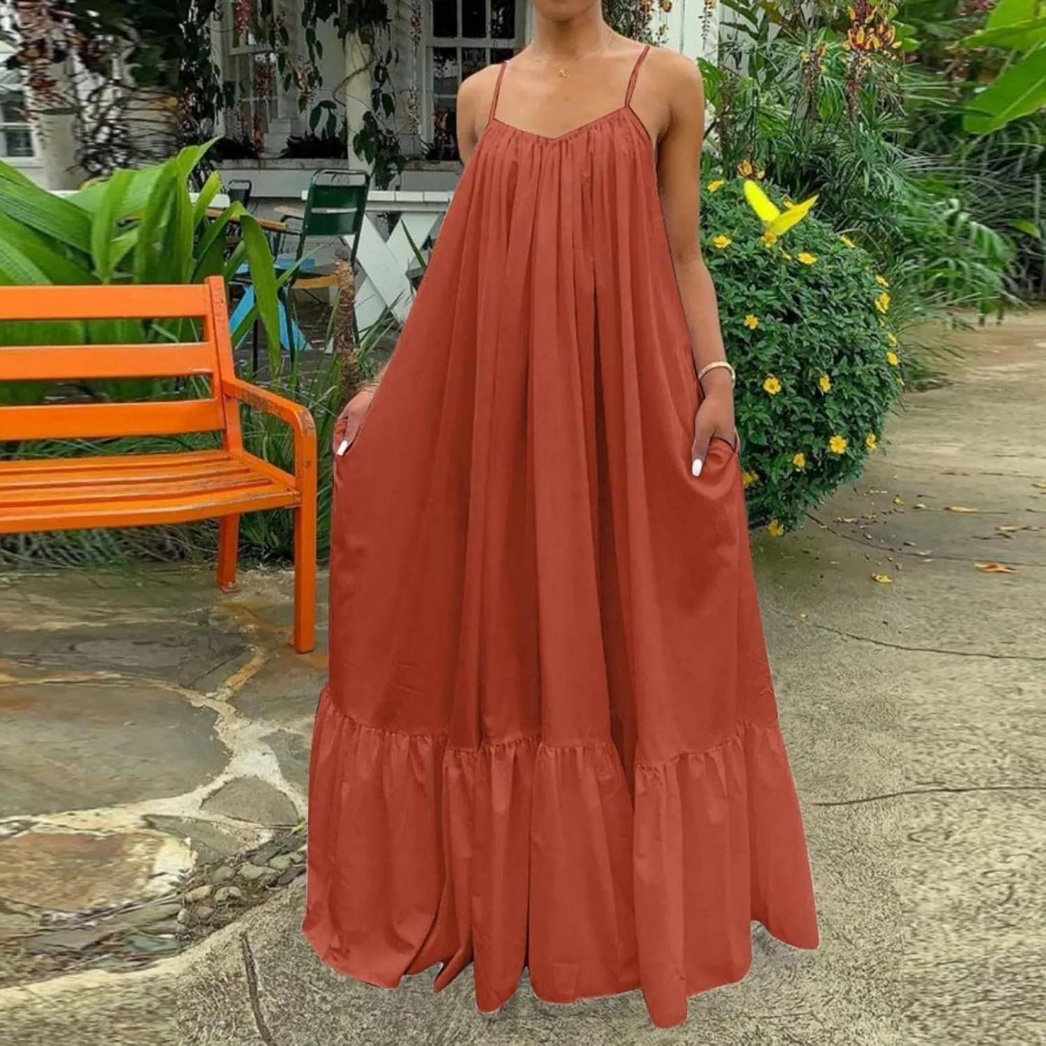 Wedding Guest Dress for Women Sexy Spaghetti Strap Backless Maxi Dress Summer Flowy Swing Dresses Fashion 2025