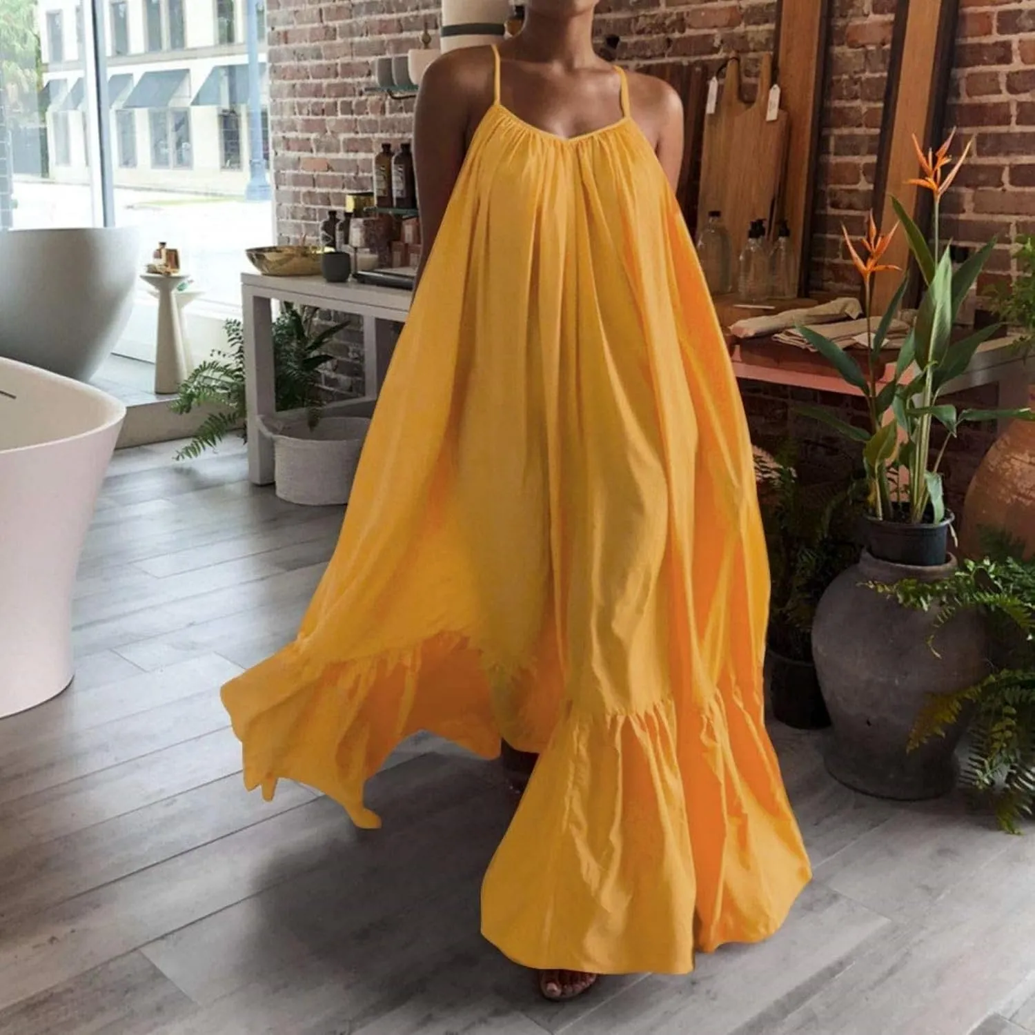 Wedding Guest Dress for Women Sexy Spaghetti Strap Backless Maxi Dress Summer Flowy Swing Dresses Fashion 2025