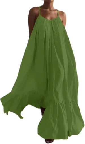 Wedding Guest Dress for Women Sexy Spaghetti Strap Backless Maxi Dress Summer Flowy Swing Dresses Fashion 2025