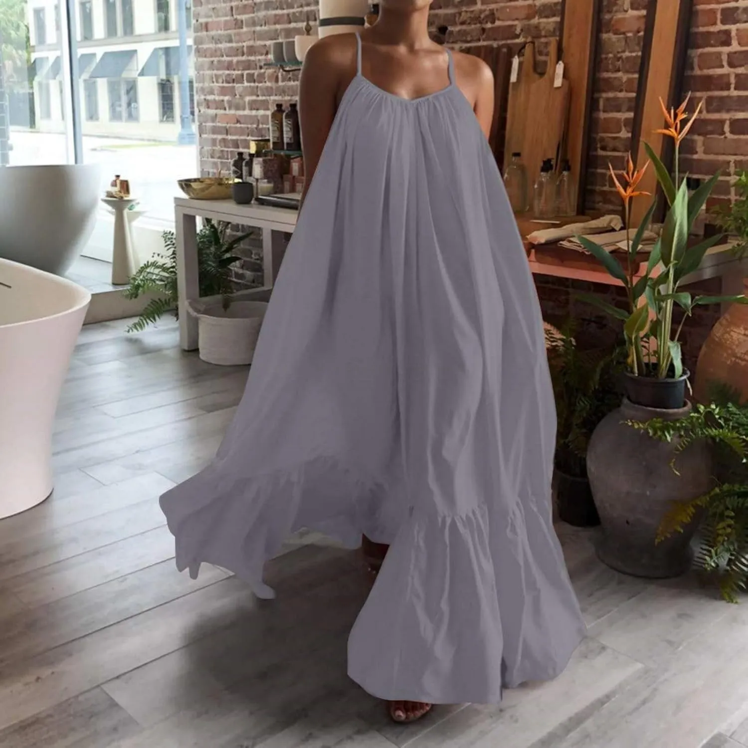 Wedding Guest Dress for Women Sexy Spaghetti Strap Backless Maxi Dress Summer Flowy Swing Dresses Fashion 2025