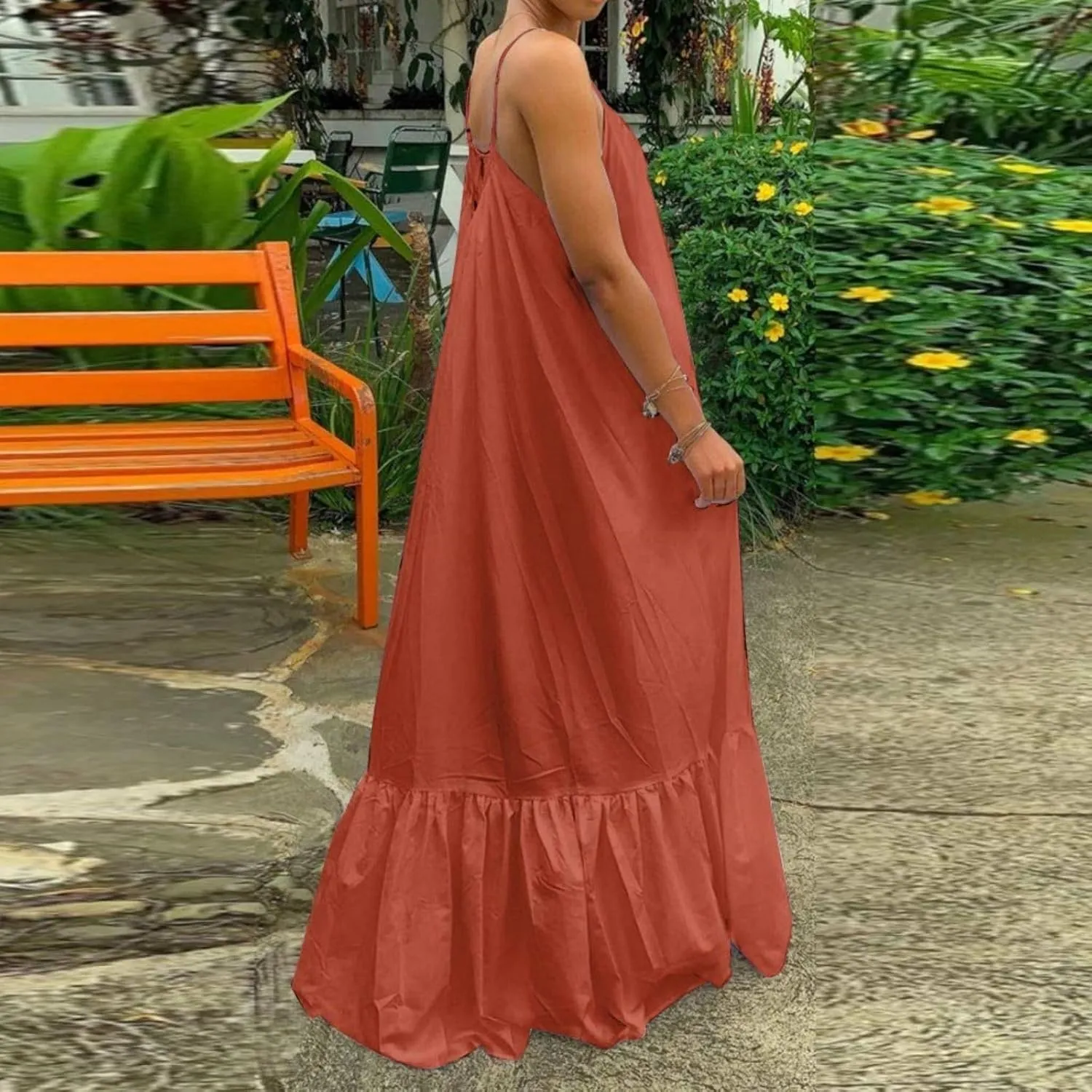 Wedding Guest Dress for Women Sexy Spaghetti Strap Backless Maxi Dress Summer Flowy Swing Dresses Fashion 2025
